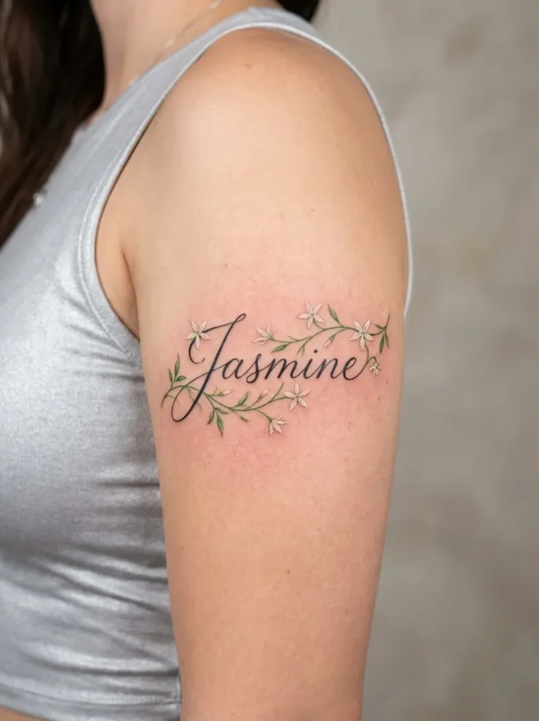 Jasmine Name Tattoo with Flowing Script