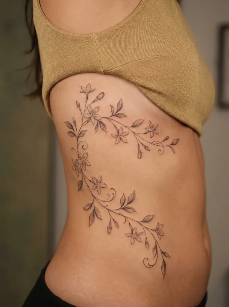 Jasmine Rib Flower Tattoo