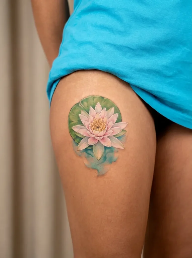July – Water Lily Flower Tattoo