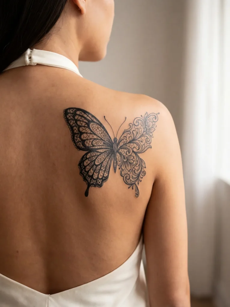 Lace Styled Butterfly + Floral Filigree Fusion