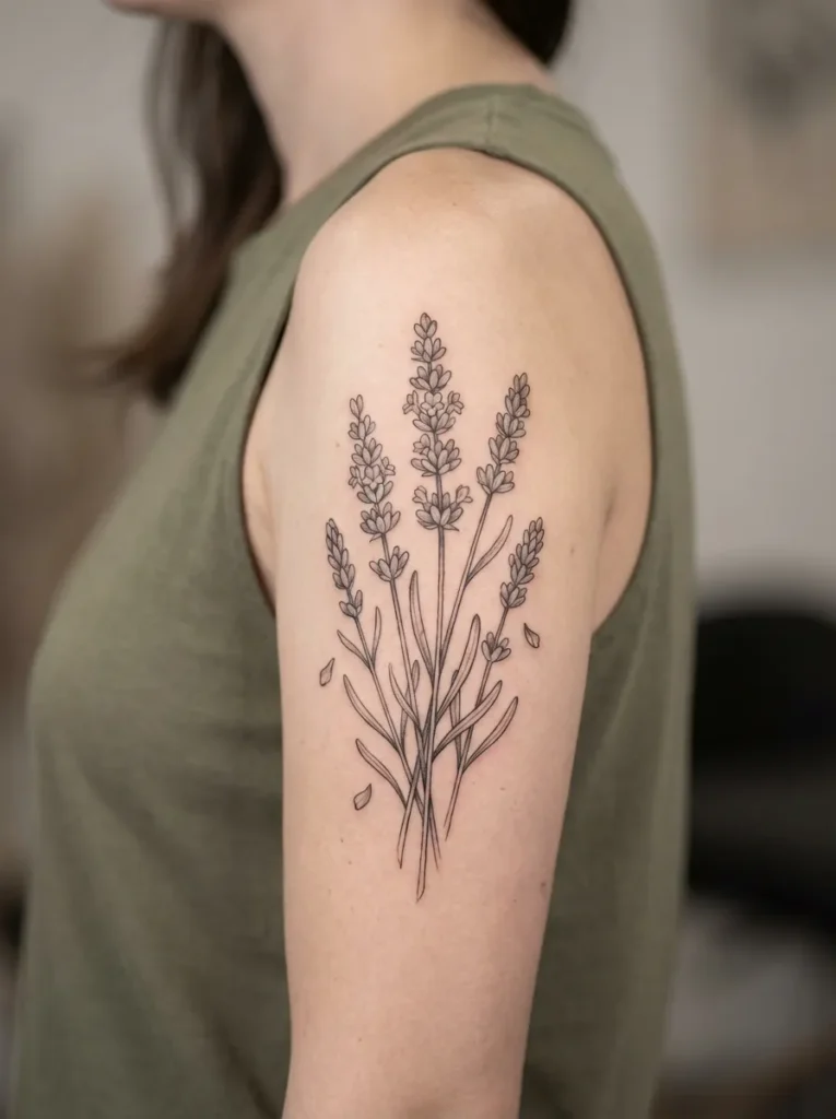 Lavender Flower Cluster with Buds