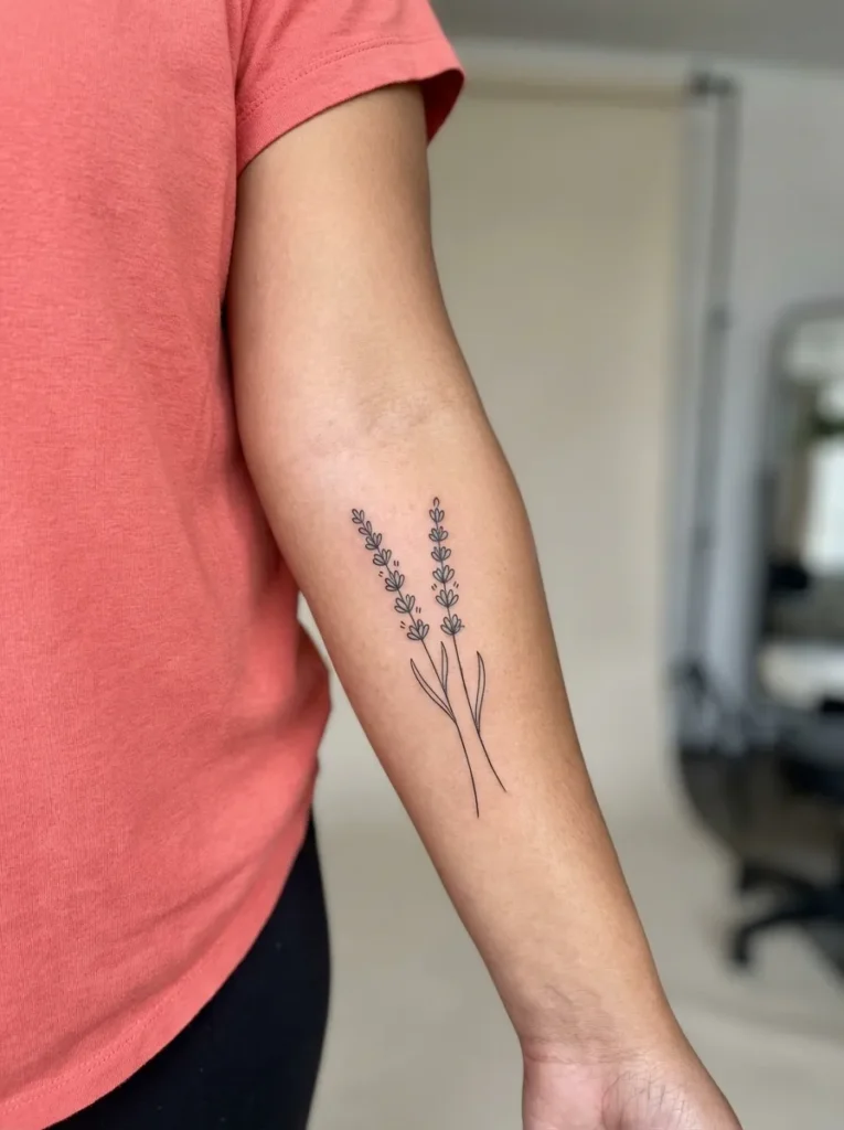 Lavender Flower Delicate Line Art