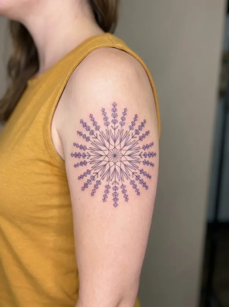 Lavender Flower Mandala Tattoo