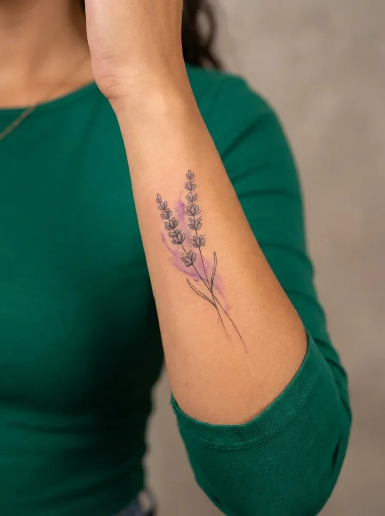 Lavender Flower Tattoo with Light Summer Breeze