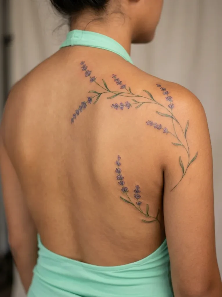 Lavender Flower Vine Across Back