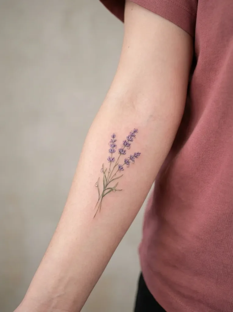 Lavender Flower and Dew Drops