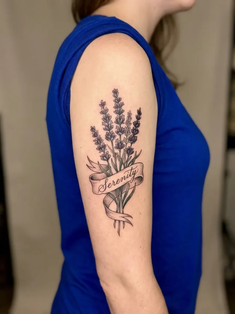 Lavender Flower with Script Ribbon