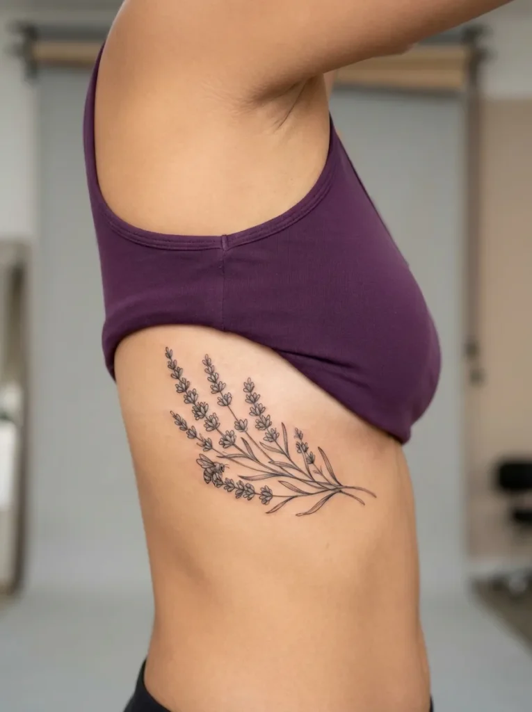 Lavender Rib Flower Tattoo