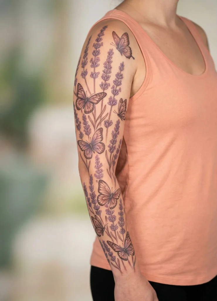 Lavender and Butterfly Sleeve