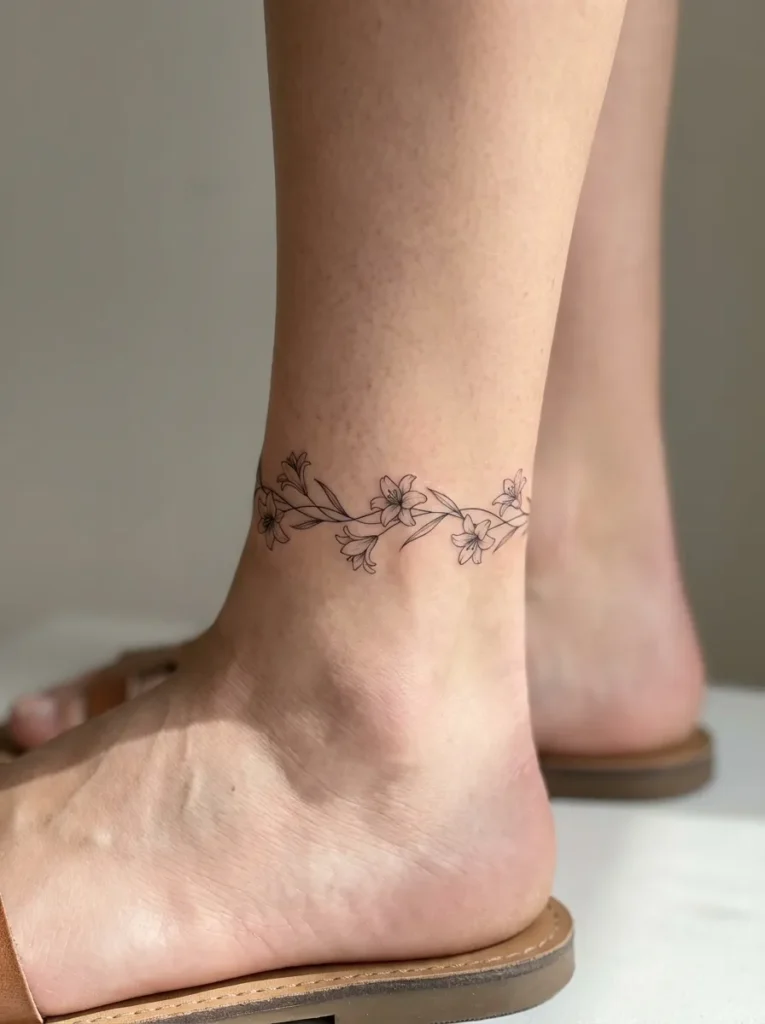 Lily Flower Anklet Design