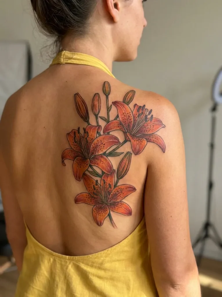 Lily Flower Bouquet Tattoo