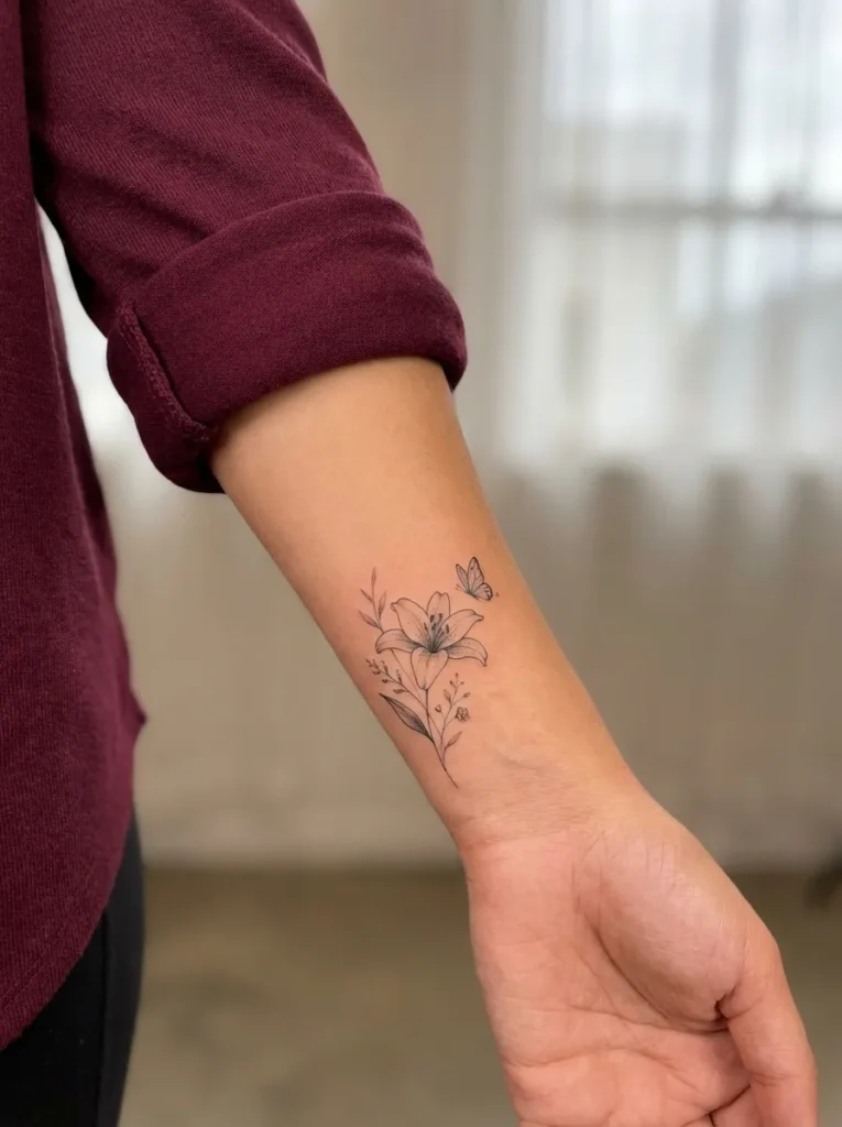 Lily Flower Sleeve Tattoo