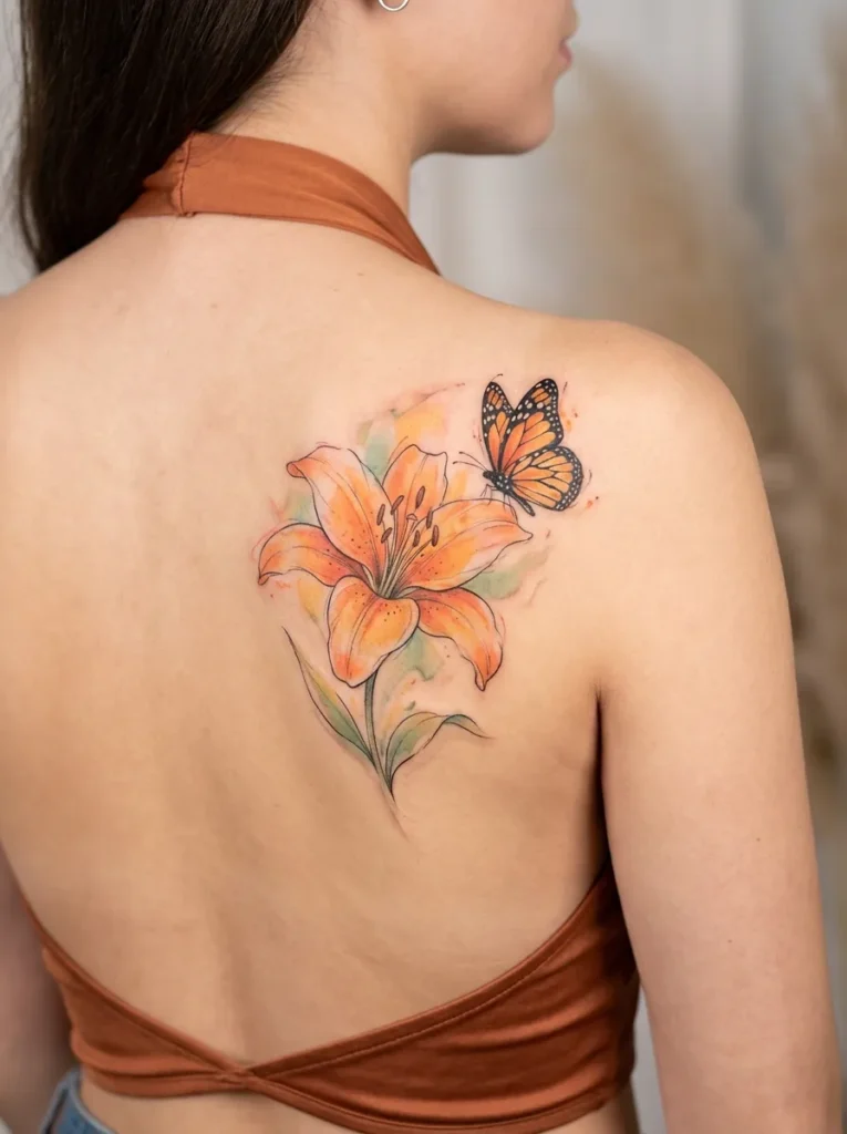 Lily Flower and Butterfly Combination