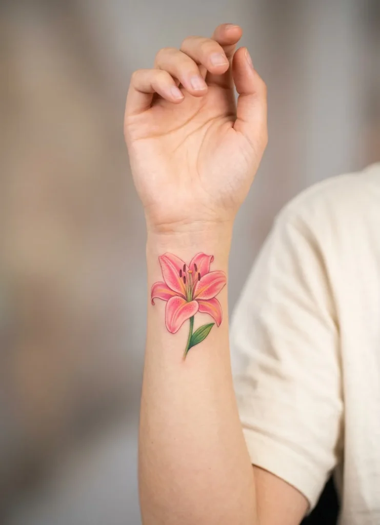 Lily Wrist Flower Tattoo