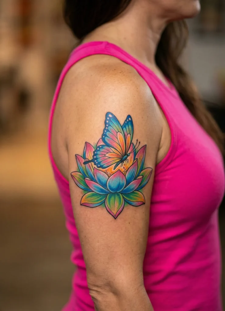 Lotus Flower With Butterfly