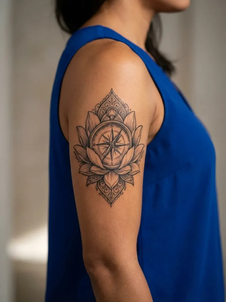 Lotus Flower With Compass
