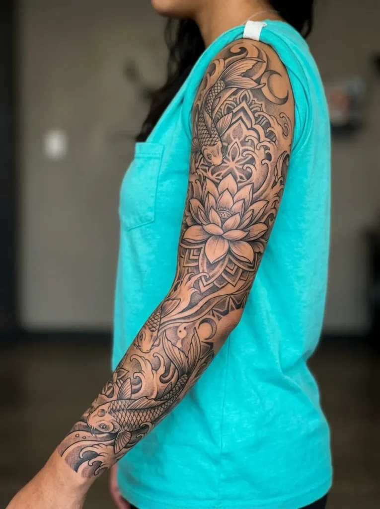 Lotus Flower in Full Bloom Sleeve