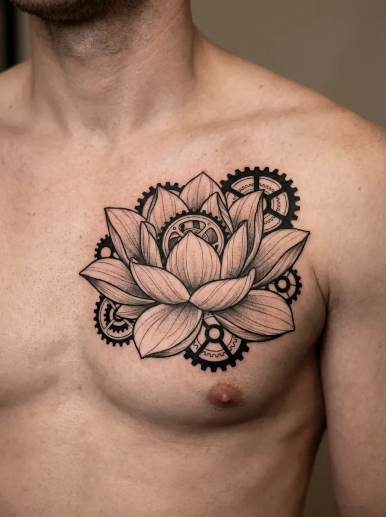 Lotus Flower with Clockwork Gears