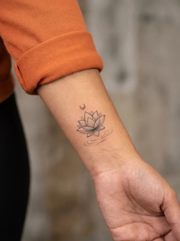 Lotus Wrist Flower Tattoo
