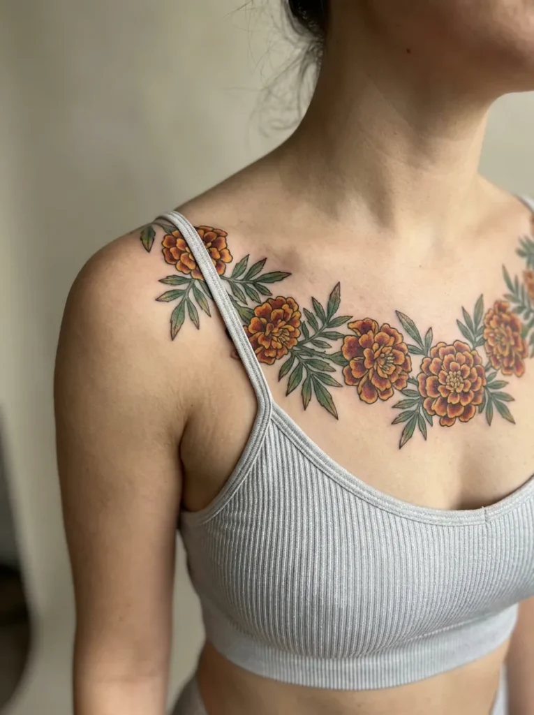 Marigold Flower Garland Tattoo