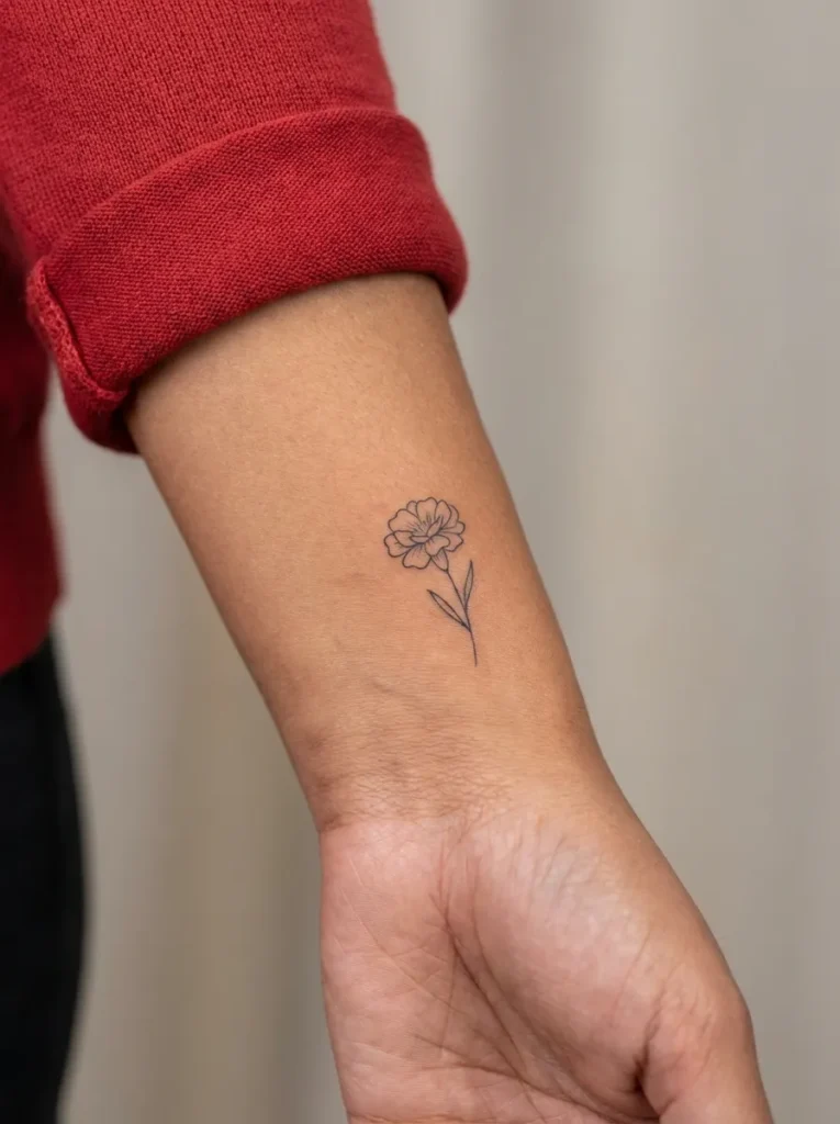 Marigold Flower Wrist Tattoo