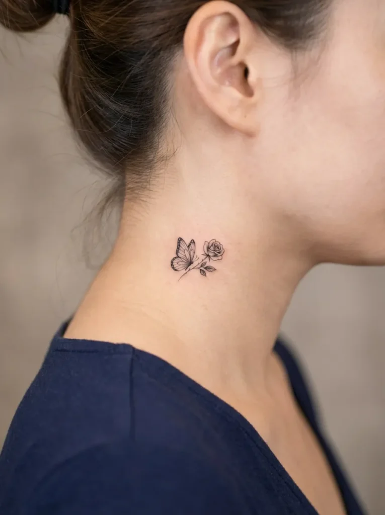 Micro Butterfly Paired with Tiny Rose