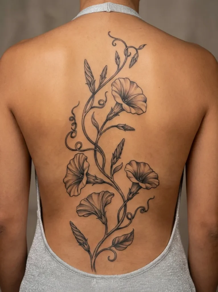 Morning Glory Back Flower Tattoo