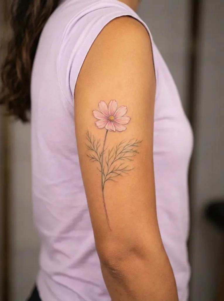 October – Cosmos Flower Tattoo