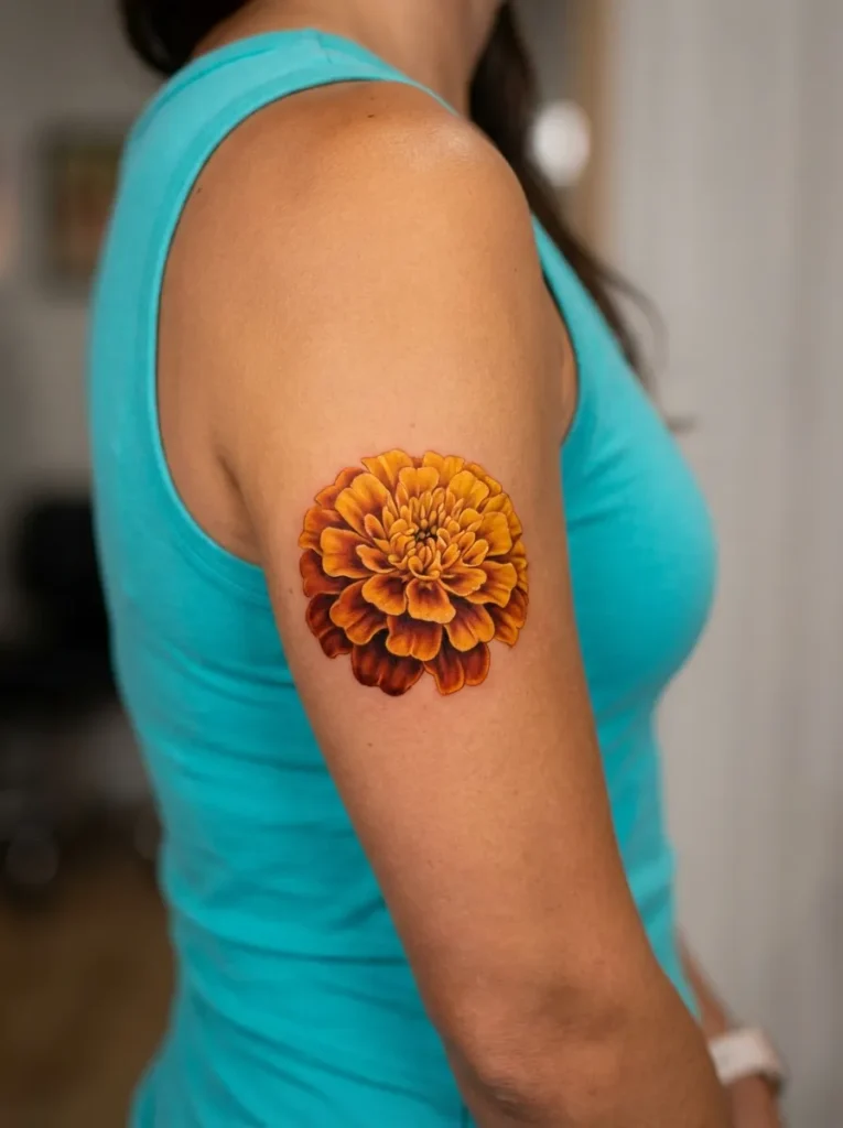 October – Marigold Flower Tattoo