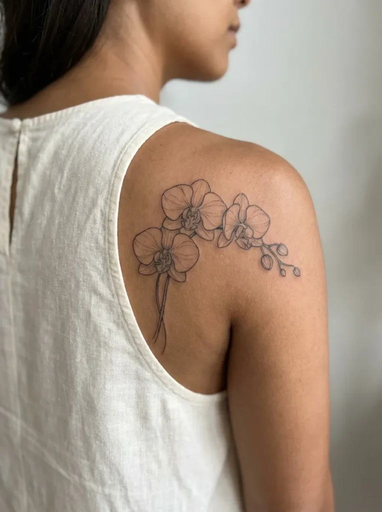 Orchid Flower Cluster Tattoo