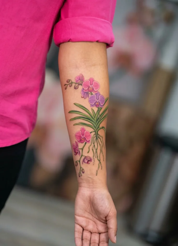 Orchid Flower Vine Tattoo