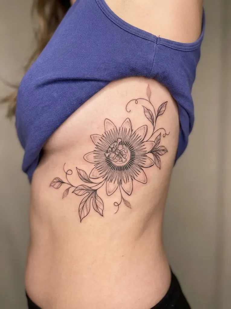 Passionflower Rib Tattoo