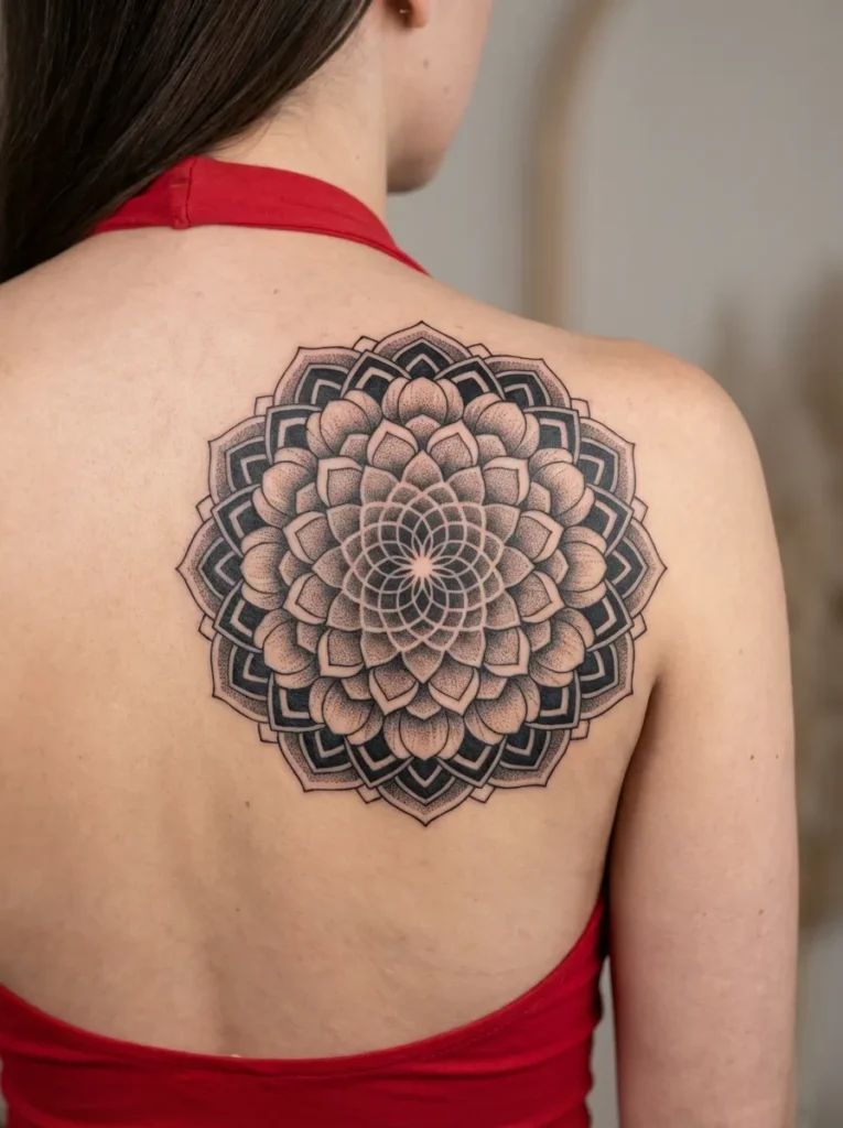 Peony Flower Mandala Tattoo