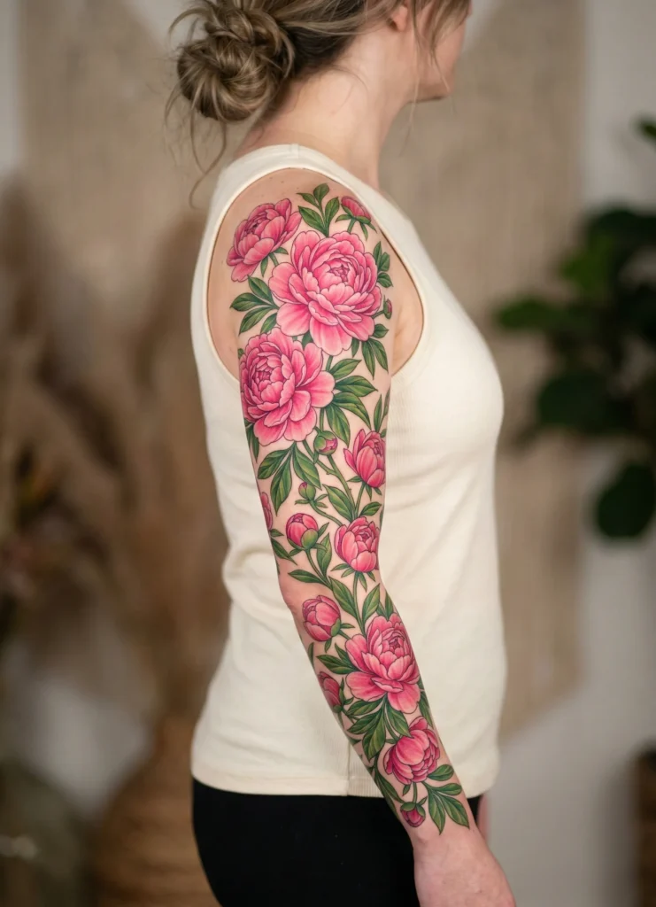 Peony Flower Sleeve Design