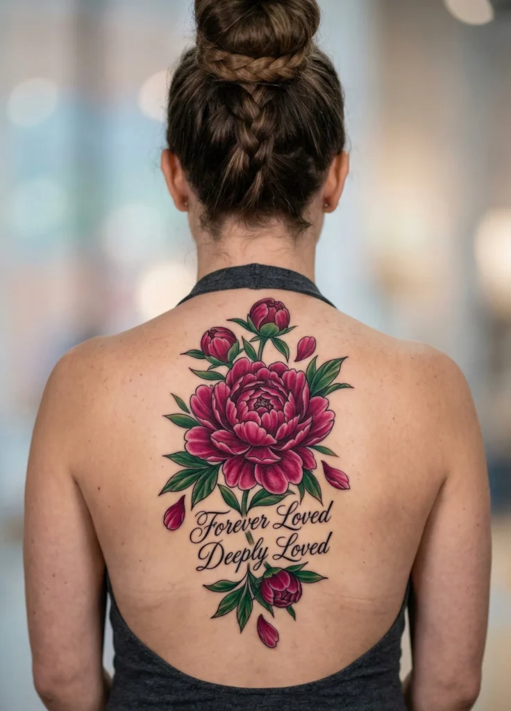Peony Memorial Flower Tattoo