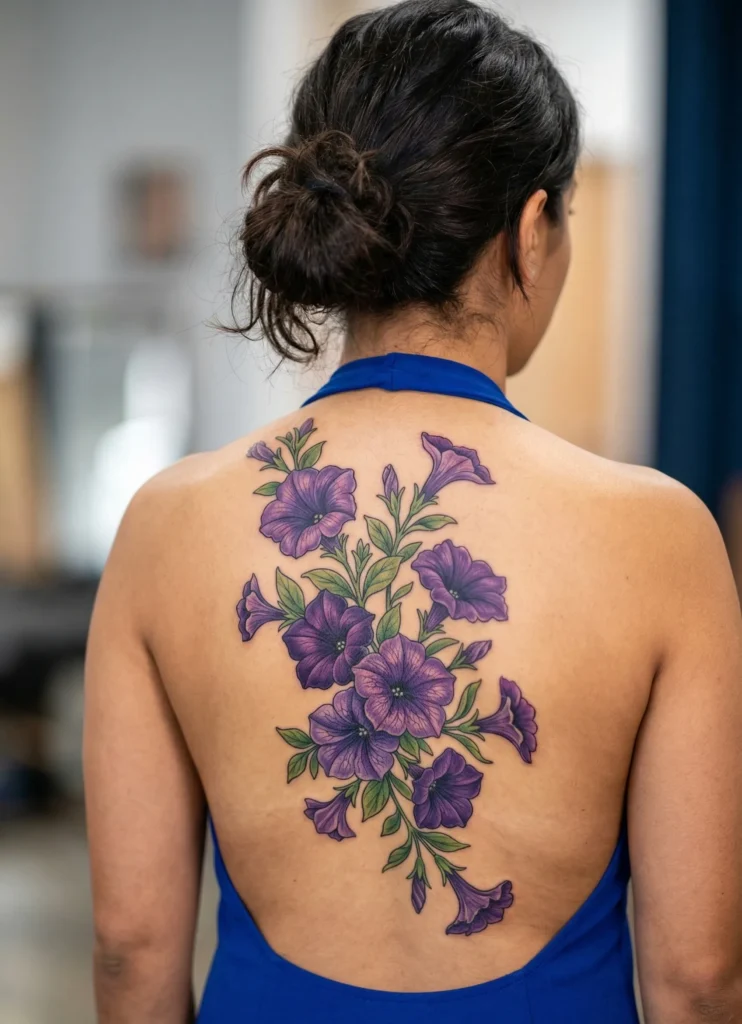 Petunia Back Flower Tattoo