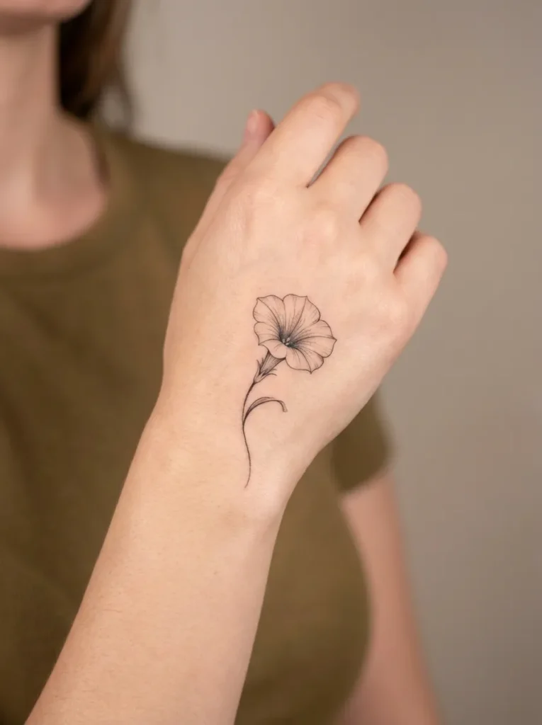 Petunia Hand Tattoo