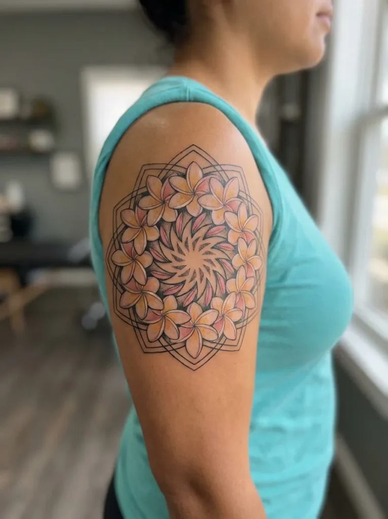Plumeria Flower Mandala Tattoo