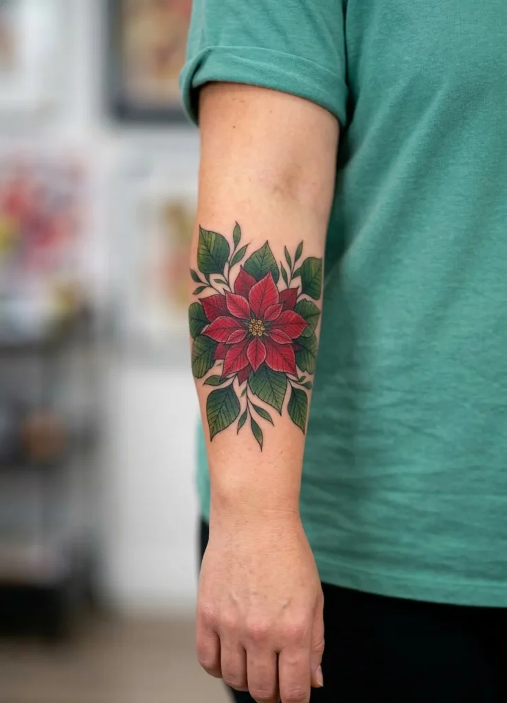 Poinsettia Winter Flower Tattoo