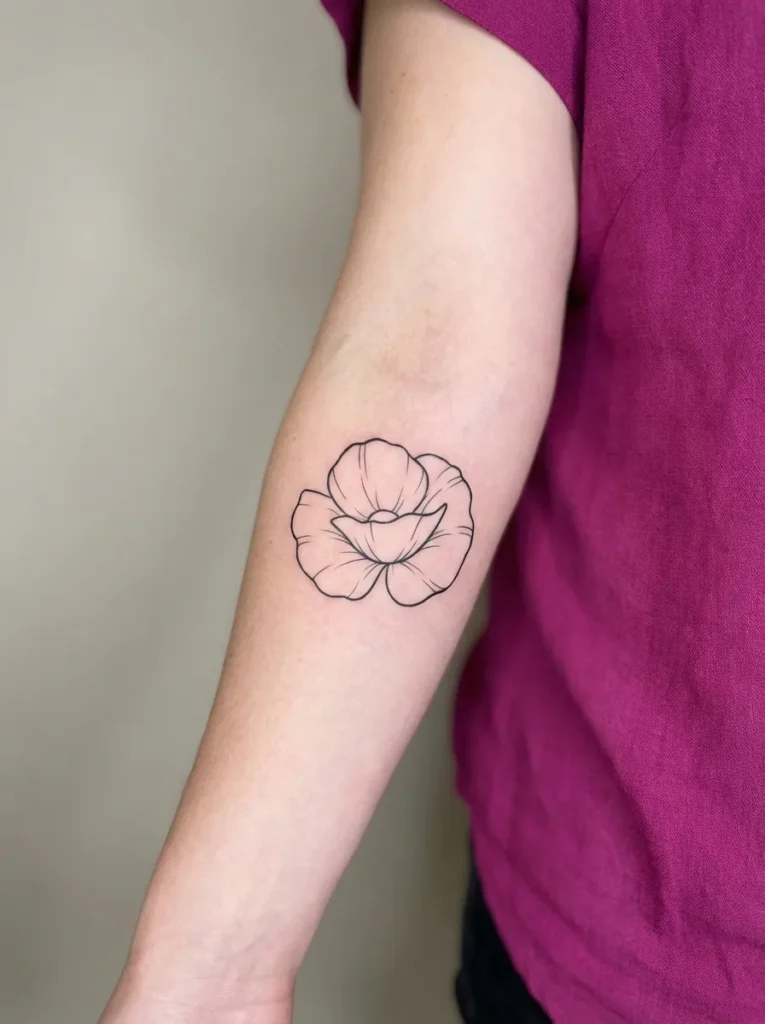 Poppy Flower Elegant Linework
