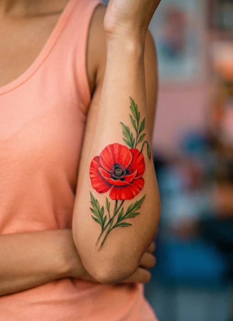 Poppy Flower Forearm Bloom