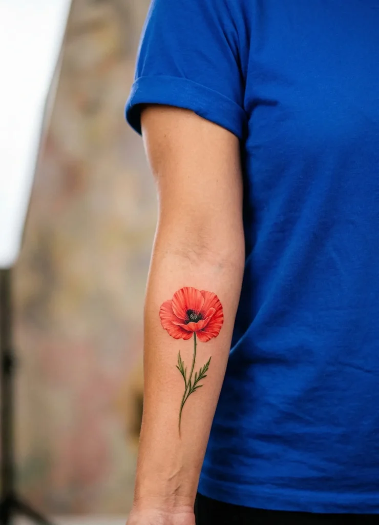 Poppy Memorial Flower Tattoo