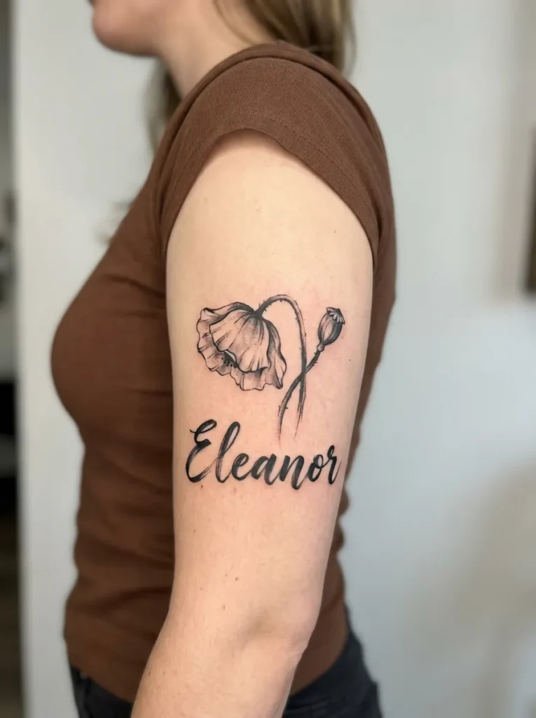 Poppy Name Tattoo with Artistic Script