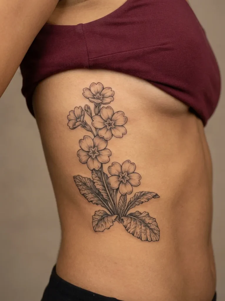 Primrose Rib Flower Tattoo