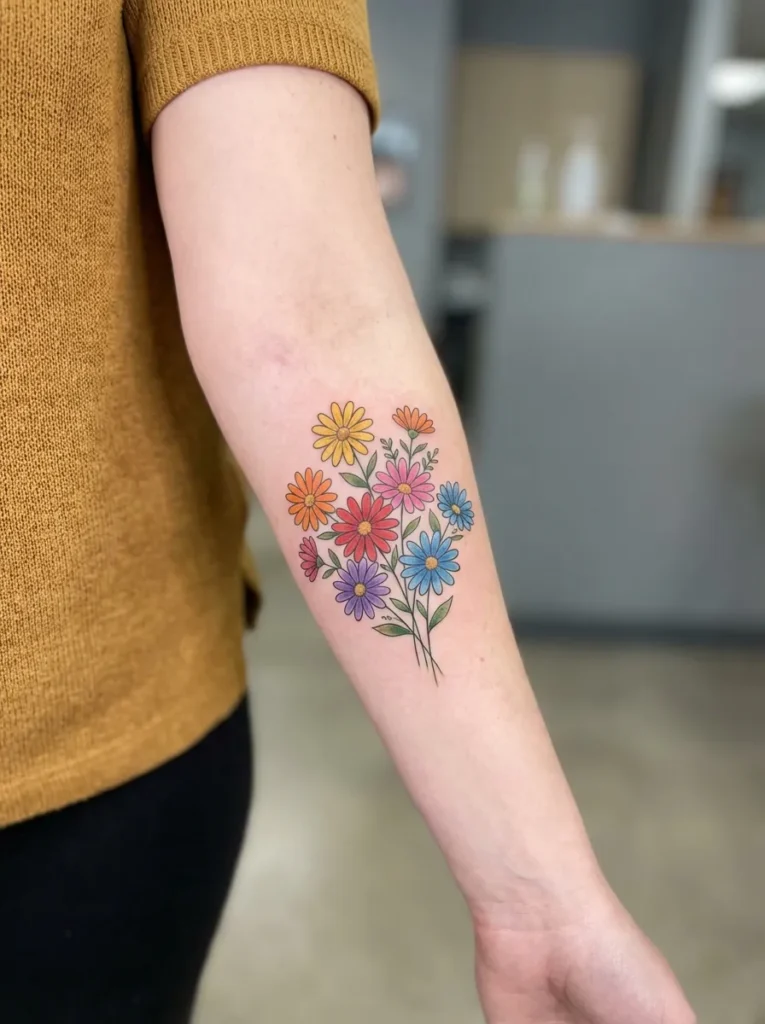 Rainbow Daisy Flower Cluster