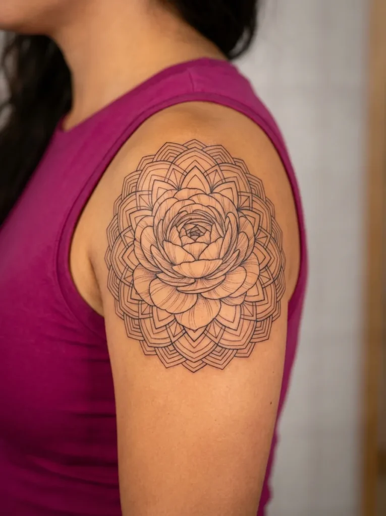 Ranunculus Flower Mandala Tattoo