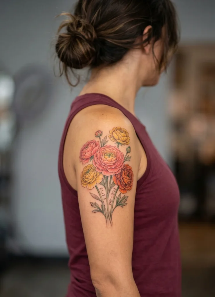 Ranunculus Memorial Flower Tattoo