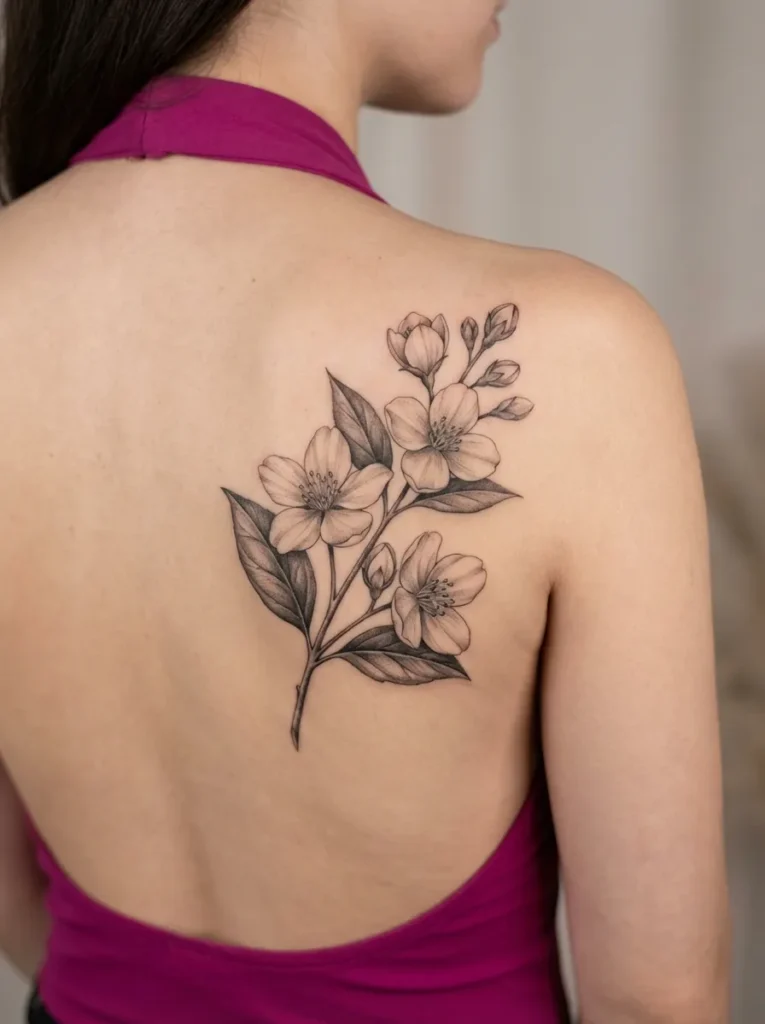 Realistic Jasmine Flower Tattoo