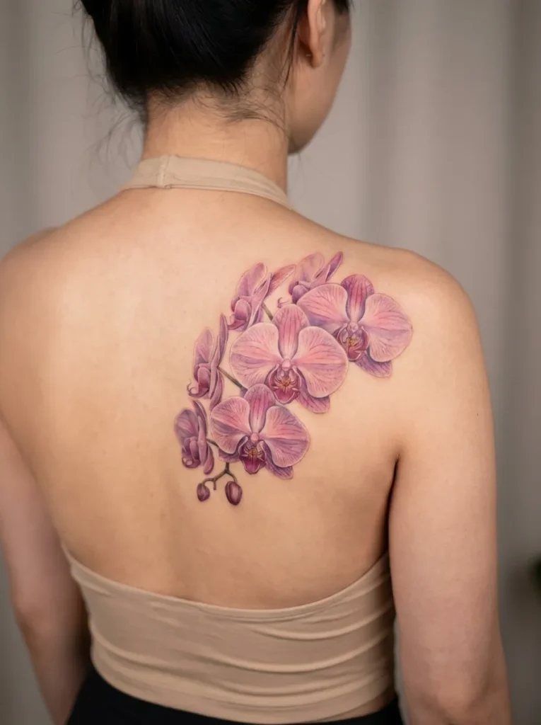 Realistic Orchid Flower Tattoo