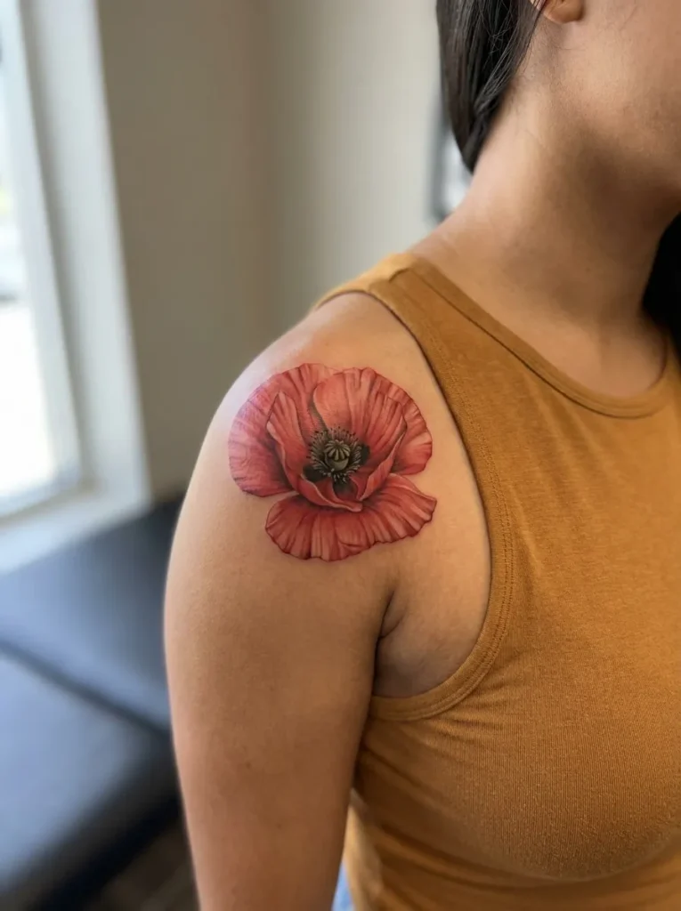 Realistic Poppy Flower